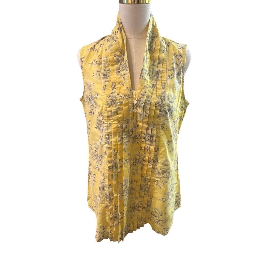 Catalog Classics Yellow Floral Sleeveless Blouse | Size Small | Light & Classic